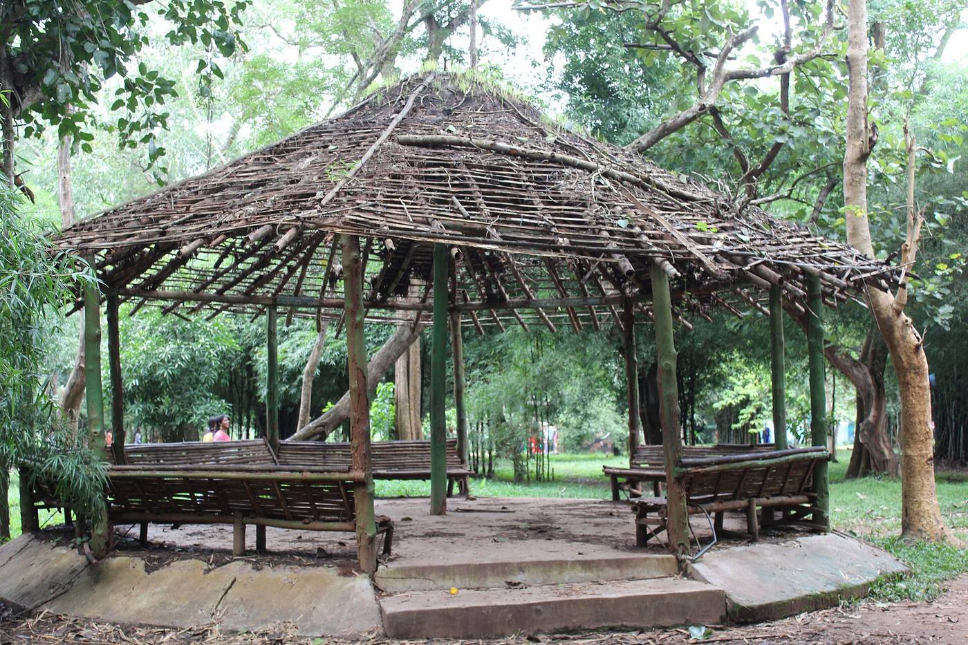 Bamboo pavilion among the groves at Kaveri Nisargadhama forest park